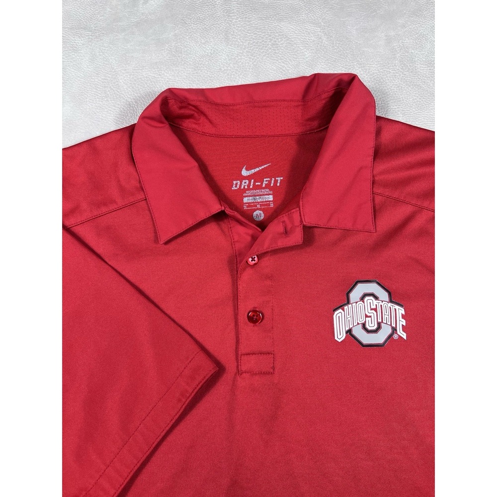 Nike Dri-Fit Men's Medium Ohio State Buckeyes Red Golf Polo Shirt